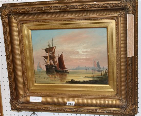 Gilt framed oil seascape, signed